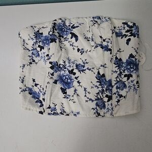 Floral Blue and White Top
